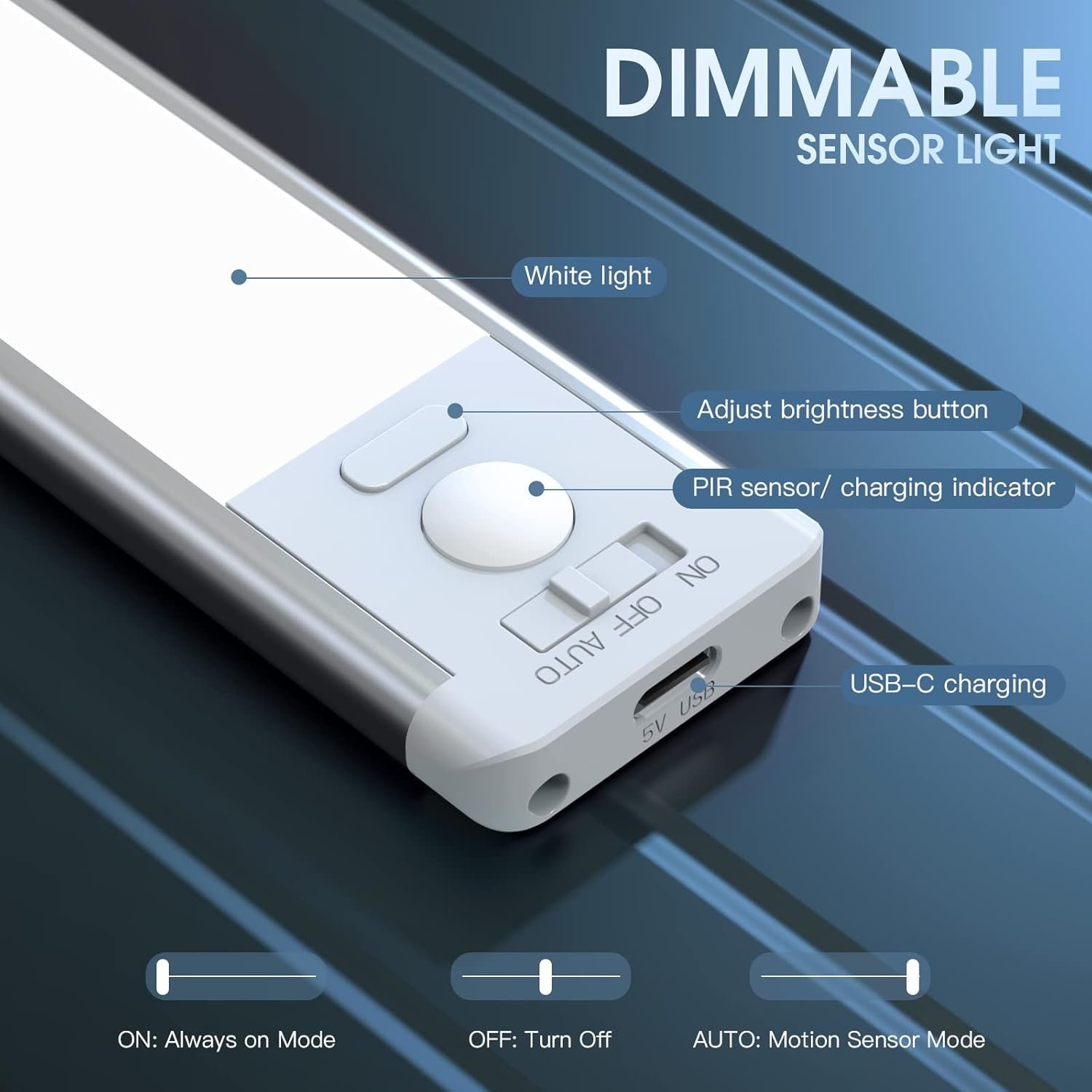 14.7″ Rechargeable Motion Sensor Under-Cabinet Lights, 2-Pack, Dimmable, Wireless Magnetic - Image 9