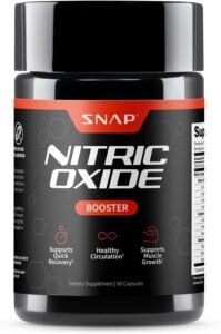 Snap Supplements Nitric Oxide Supplement with L-Arginine to Support Energy, Quick Recovery, Heart Health, Muscle Growth & Circulation, 60 Vegetarian Capsules (1 Month Supply)