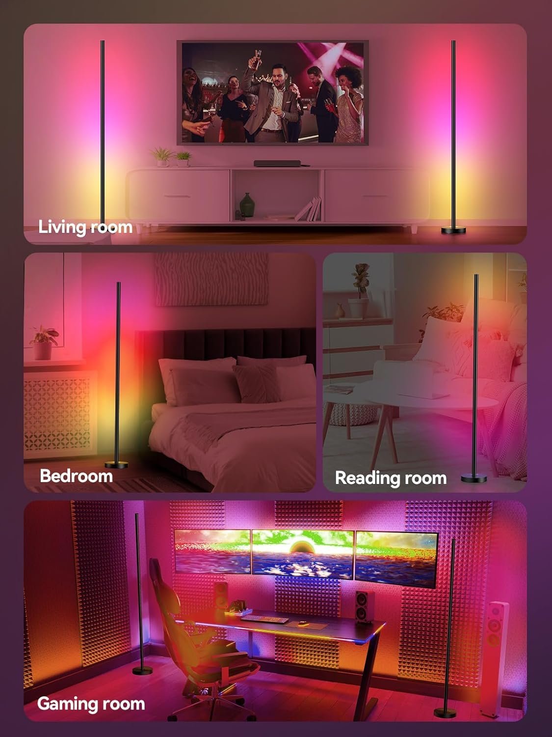 Smart RGBICW LED Corner Floor Lamp, App & Music Sync, 16M Colors - Image 5