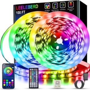 100ft RGB LED Strip Lights (2x50ft) – Music Sync, Color Changing, App & Remote Control for Home, Bedroom, Kitchen, Party