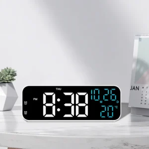 Digital Alarm Clock Temperature and Date Week Display Night Mode Table Clock Voice Control 12/24H Electronic LED Alarm Clocks