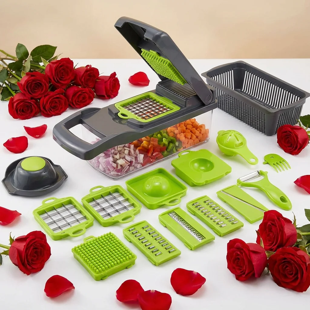 Valentine’s Gift Safe Hand Guard Vegetable Cutter, for Cooking Together. 33x12cm, Shows Your Care